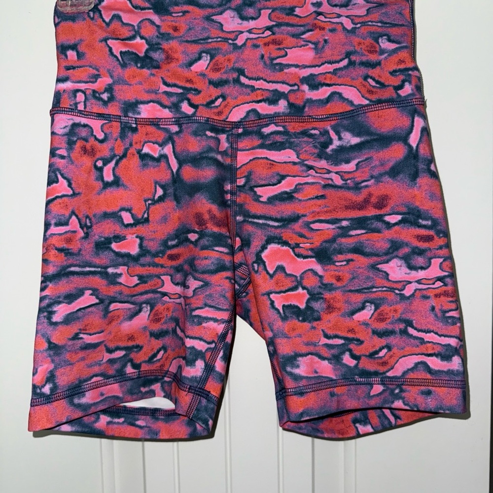 lululemon athletica Pink and Blue Abstract Bike Shorts